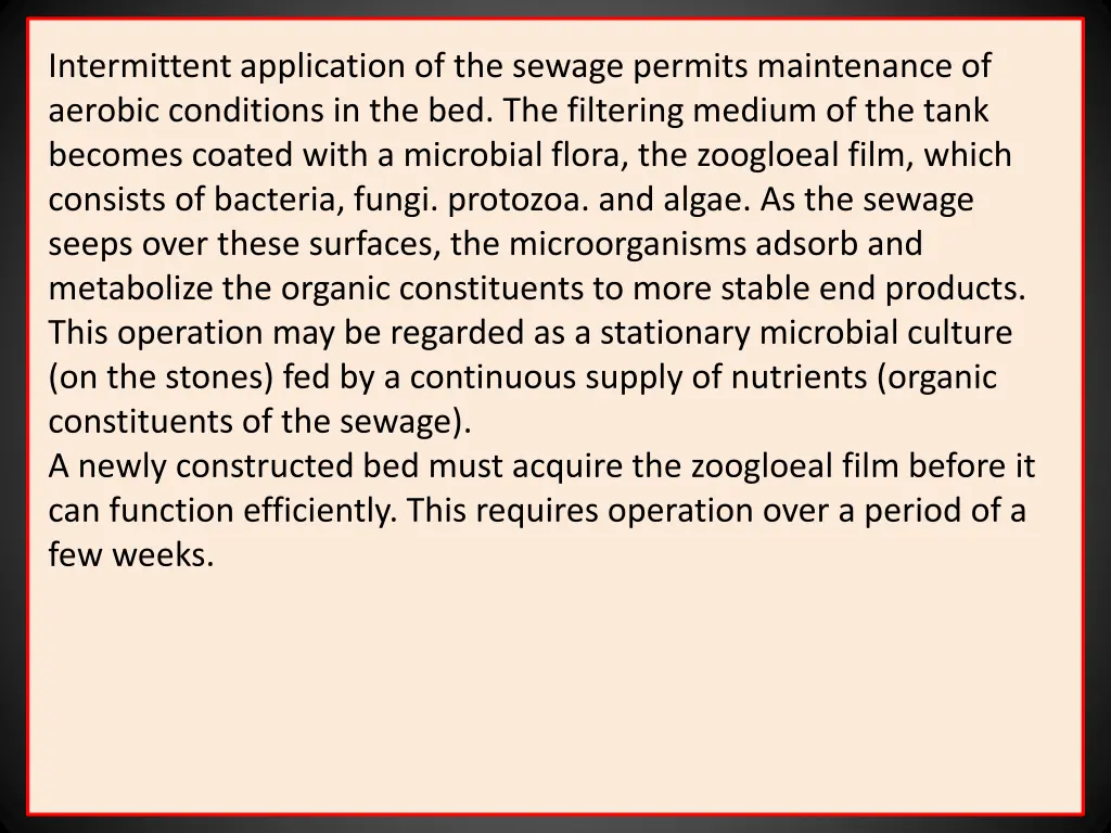intermittent application of the sewage permits