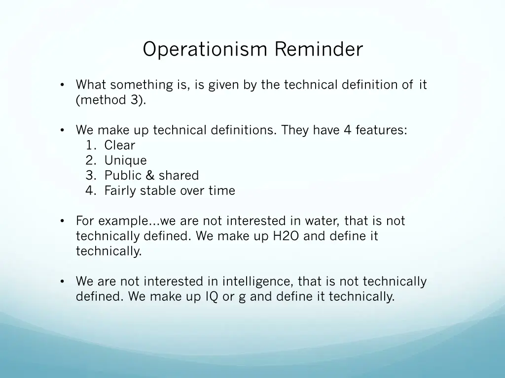 operationism reminder