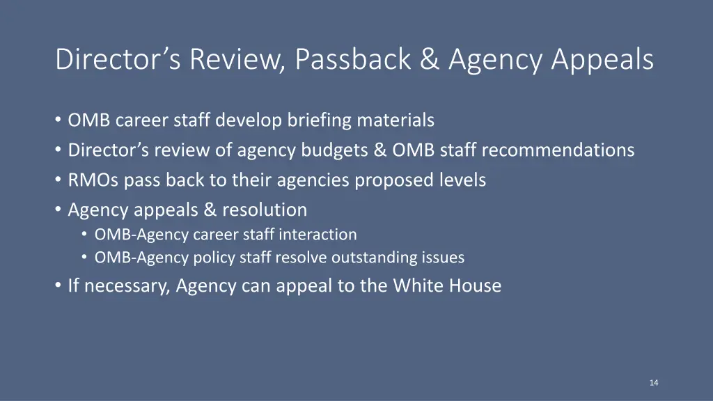 director s review passback agency appeals