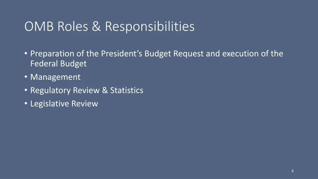 omb roles responsibilities