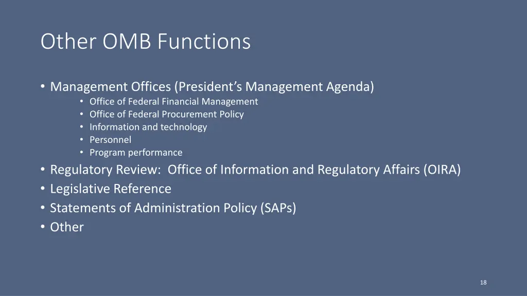 other omb functions