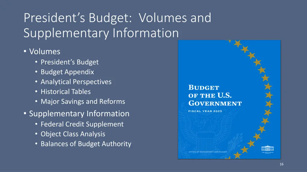 president s budget volumes and supplementary