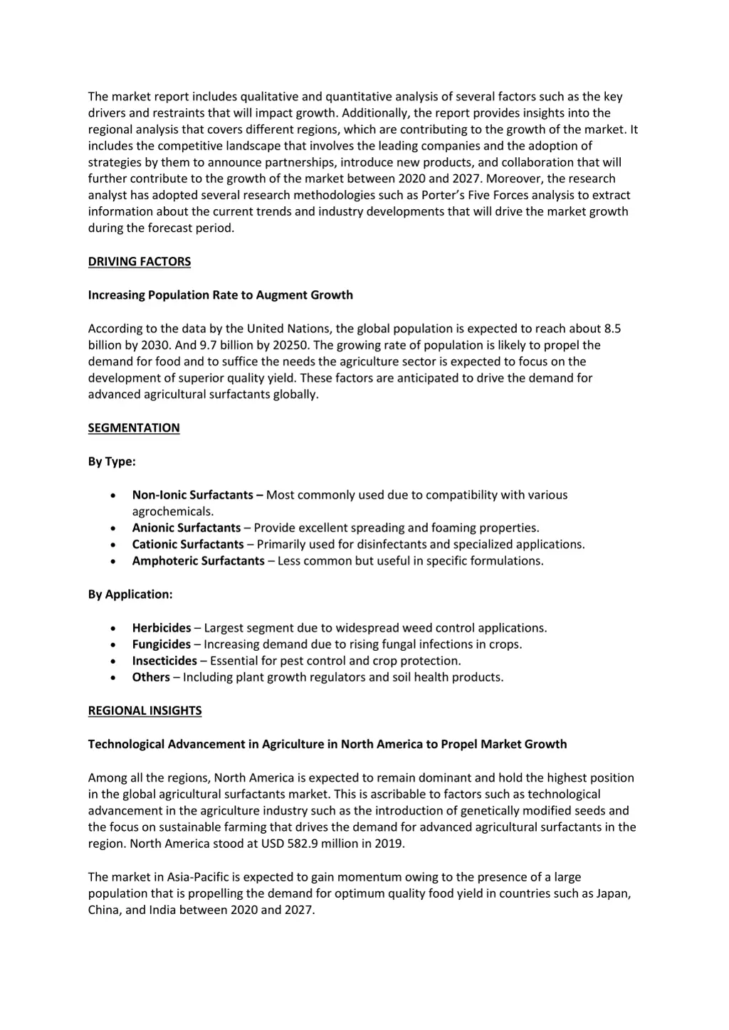 the market report includes qualitative