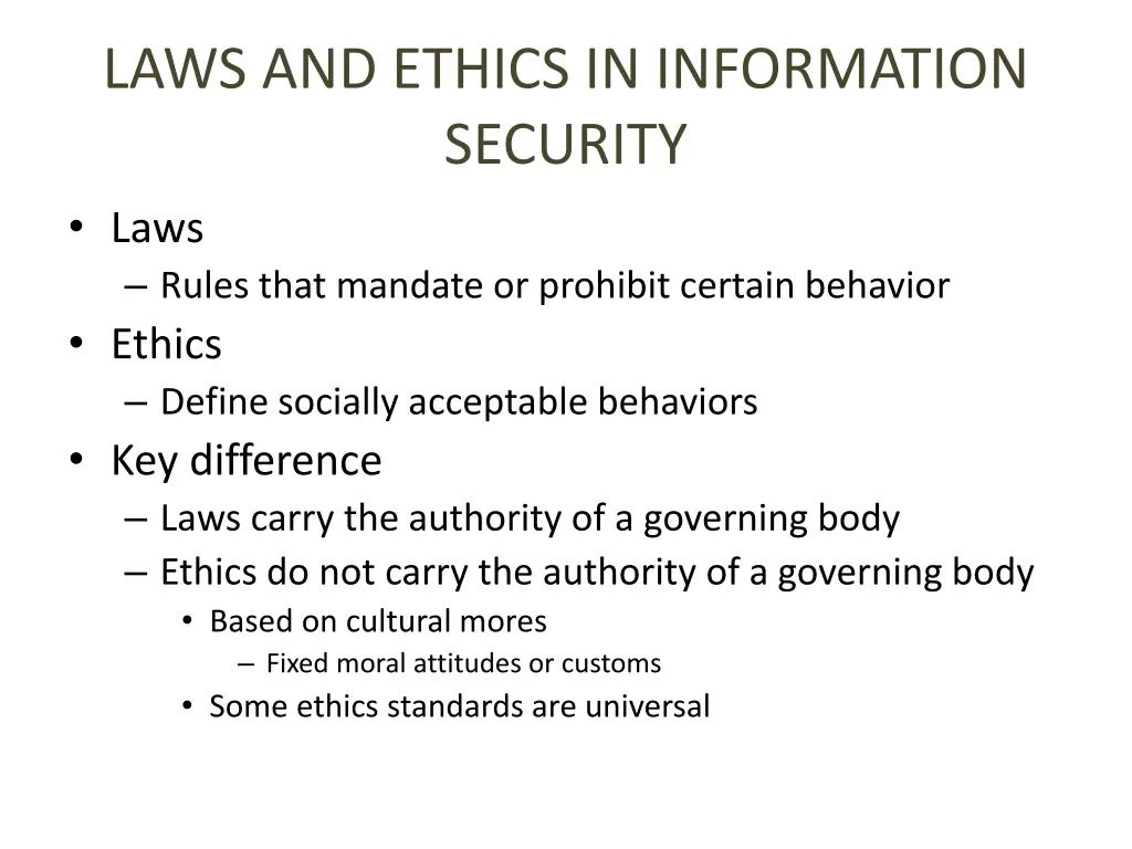 laws and ethics in information security laws