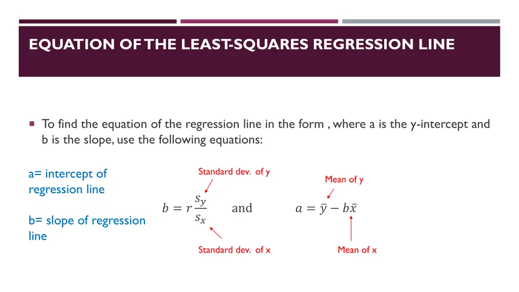 equation of the least squares regression line