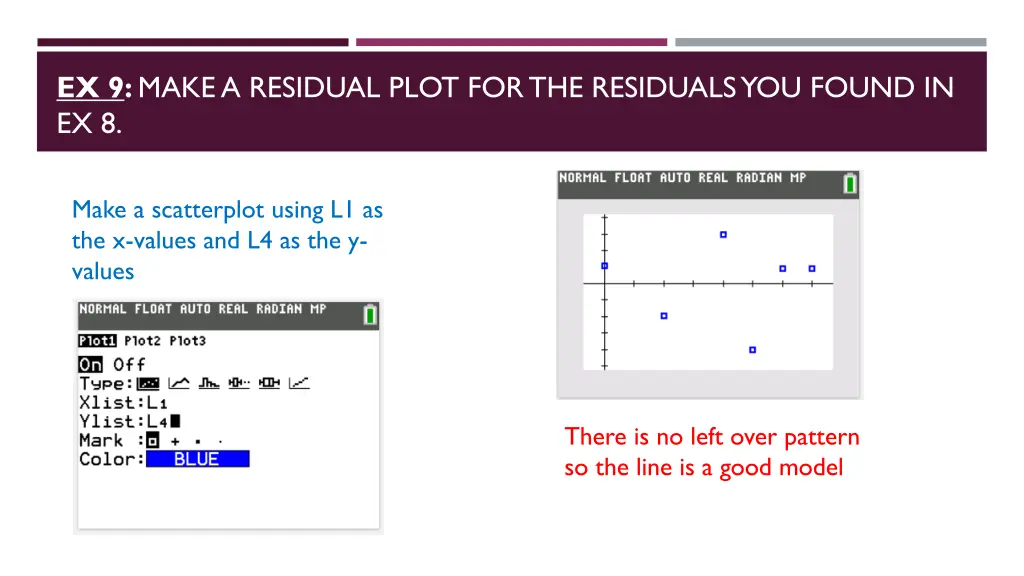 ex 9 make a residual plot for the residuals