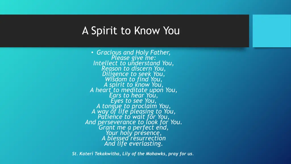 a spirit to know you