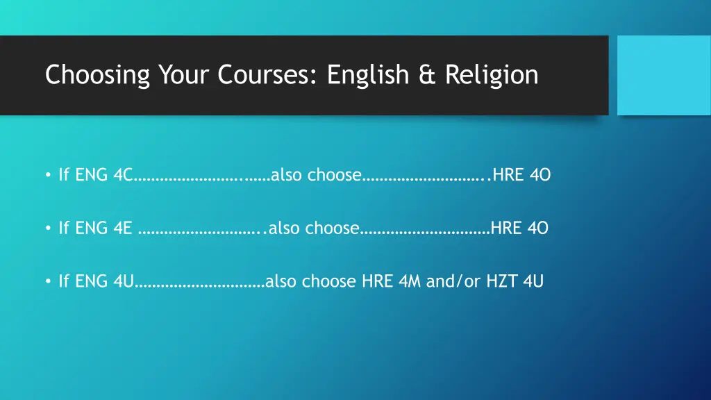 choosing your courses english religion