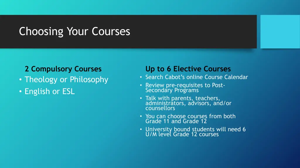 choosing your courses