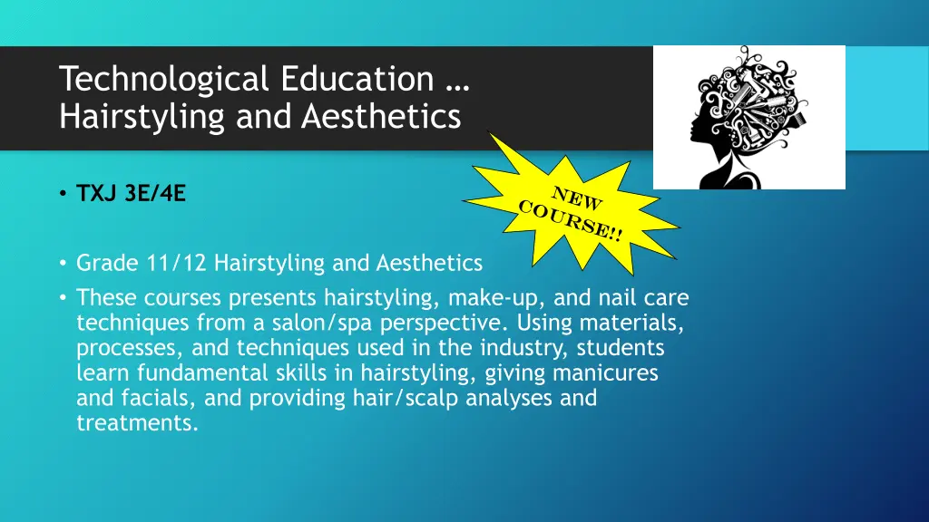 technological education hairstyling and aesthetics