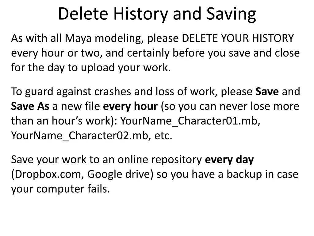 delete history and saving