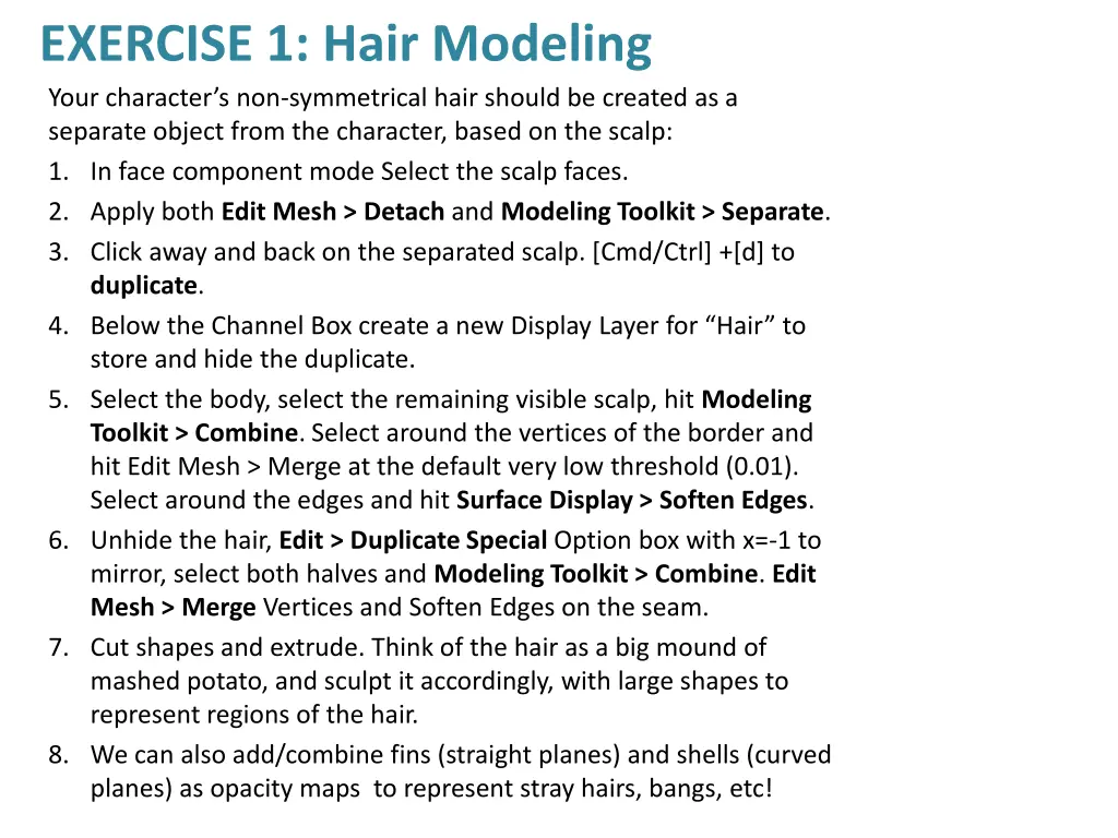 exercise 1 hair modeling your character