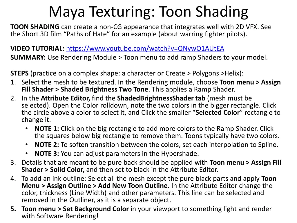 maya texturing toon shading toon shading