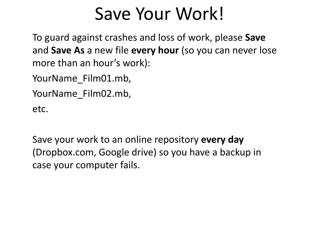 save your work