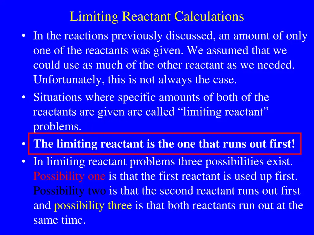 limiting reactant calculations in the reactions