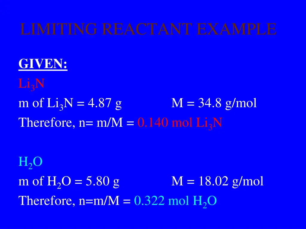 limiting reactant example 1