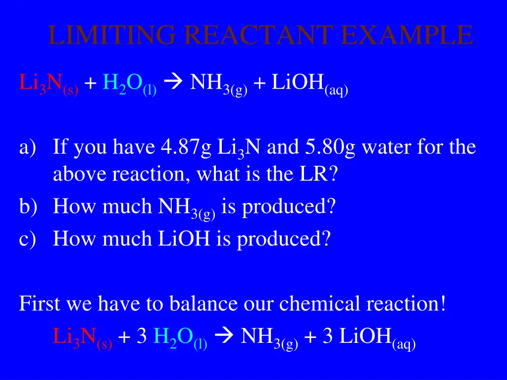 limiting reactant example
