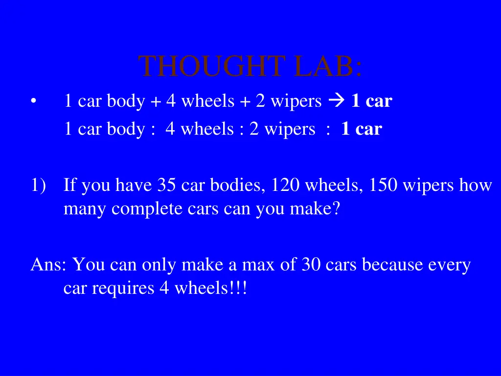 thought lab 1 car body 4 wheels 2 wipers