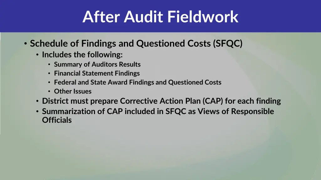 after audit fieldwork 13