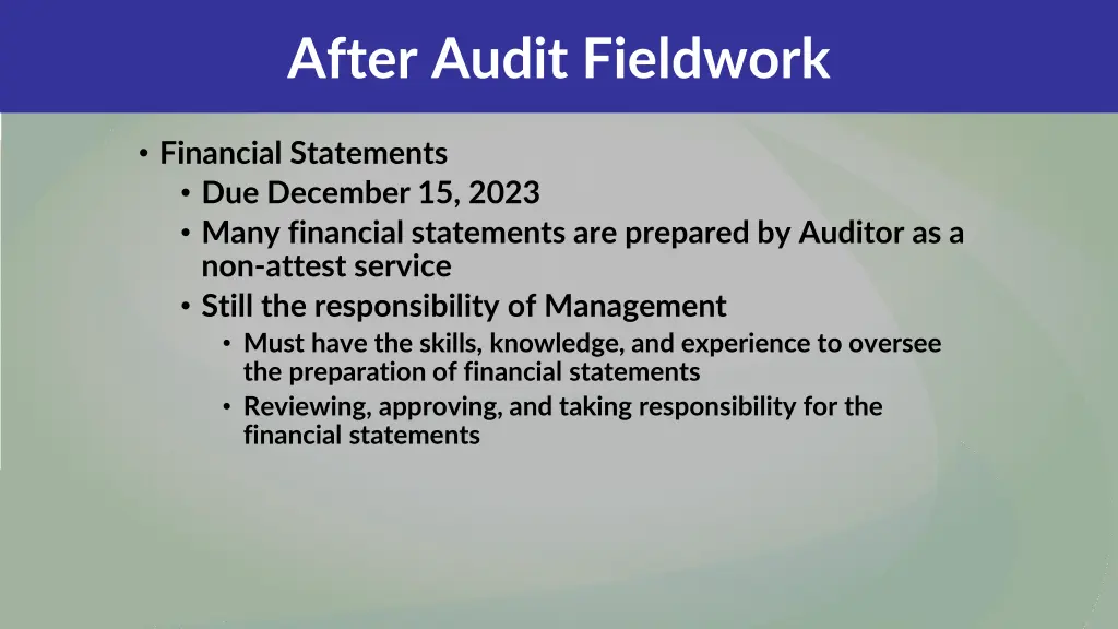 after audit fieldwork 3