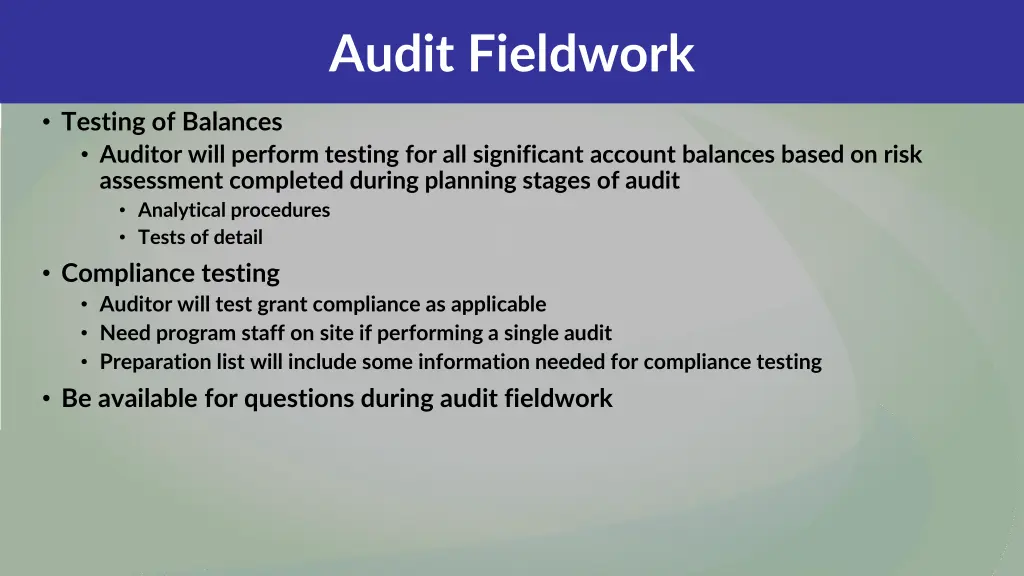 audit fieldwork 1