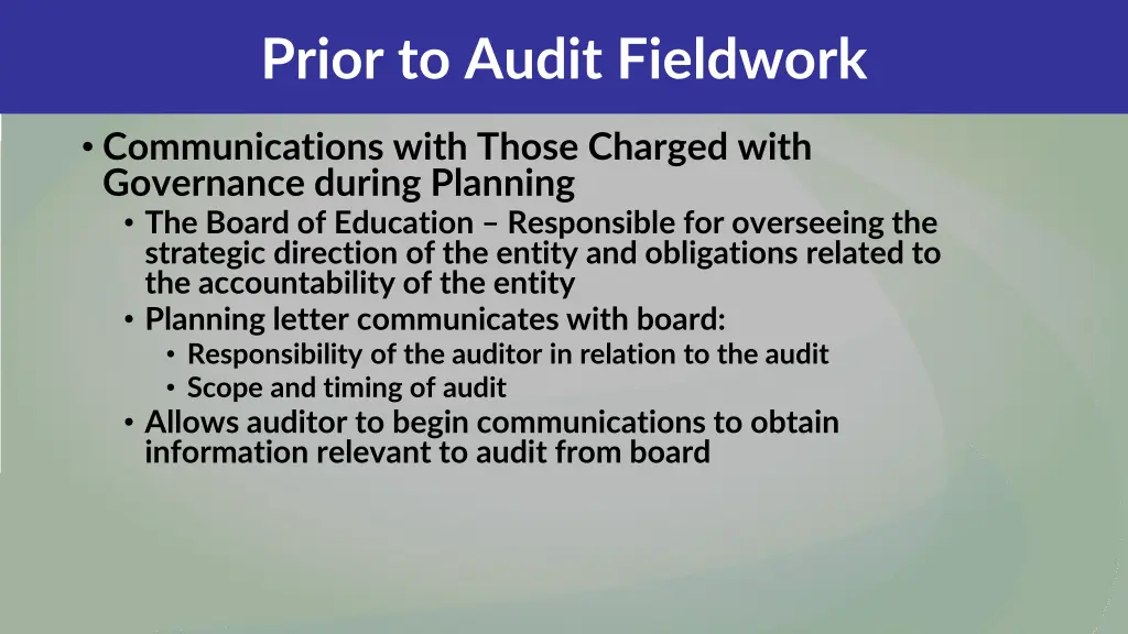 prior to audit fieldwork 3