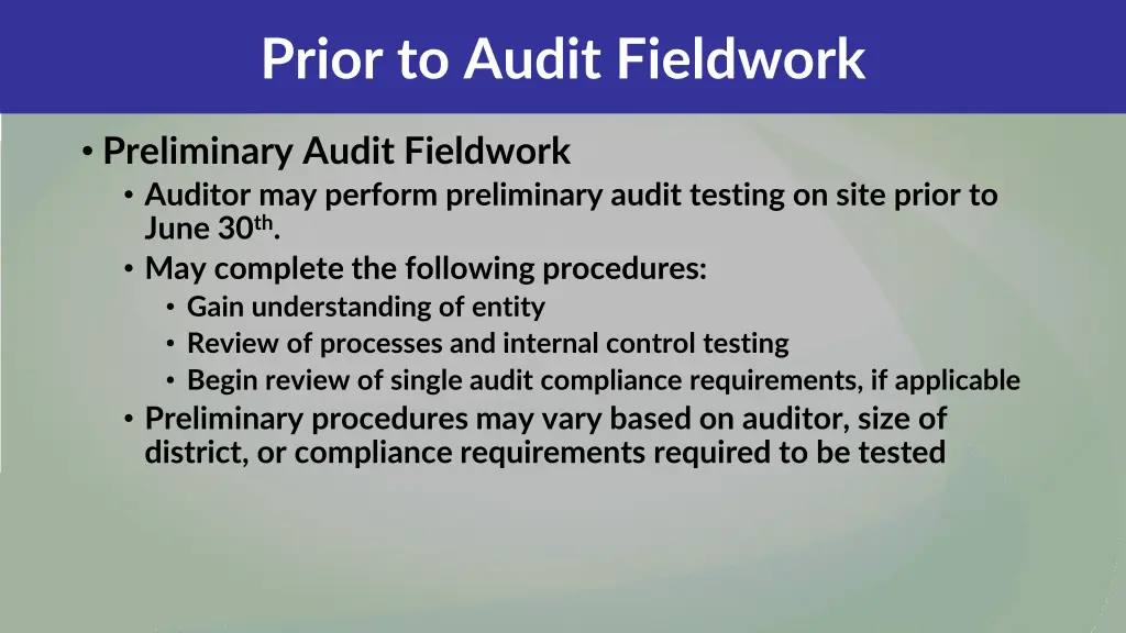 prior to audit fieldwork 4
