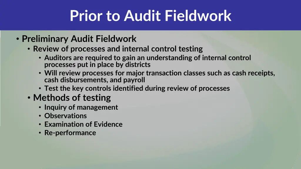 prior to audit fieldwork 6