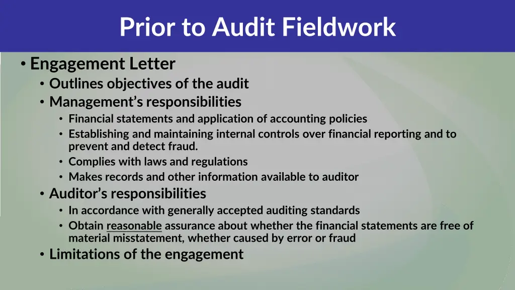 prior to audit fieldwork