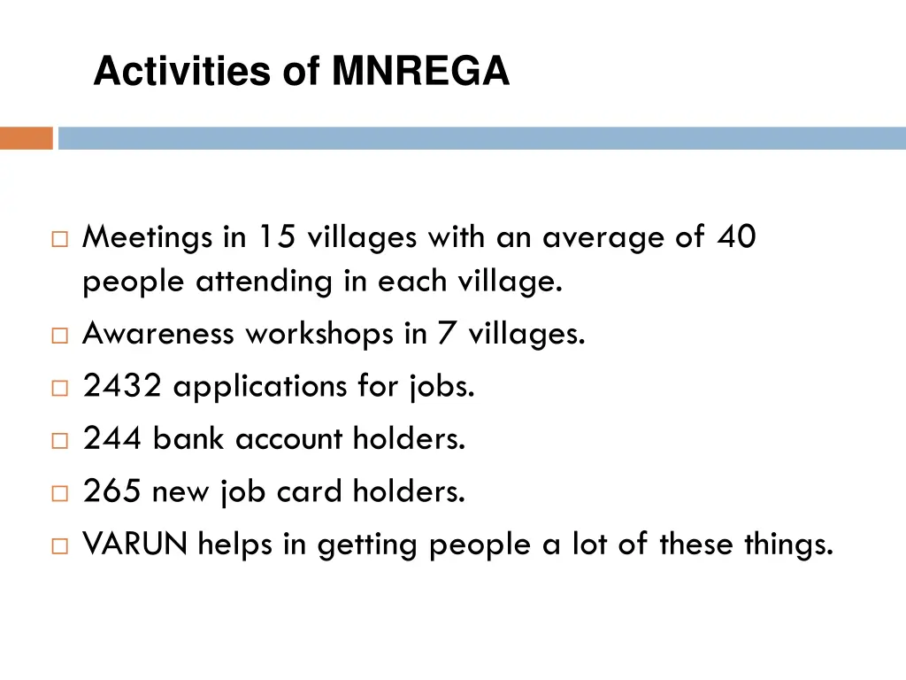 activities of mnrega