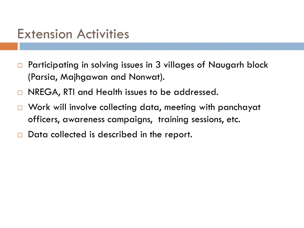 extension activities