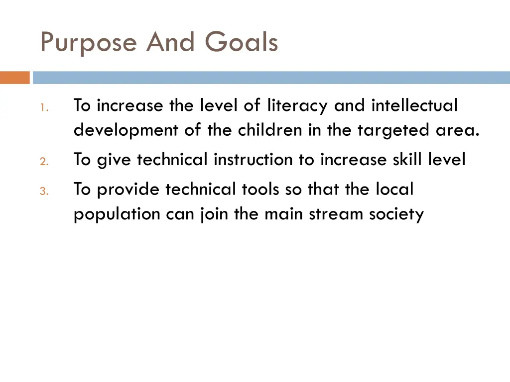 purpose and goals