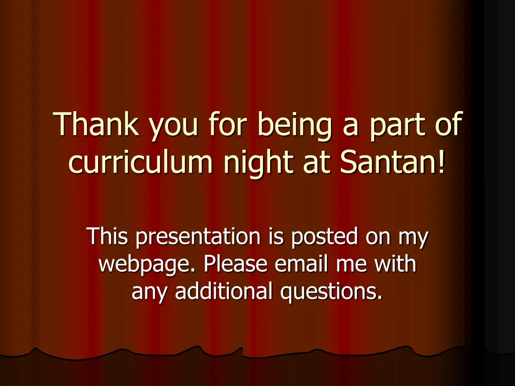 thank you for being a part of curriculum night