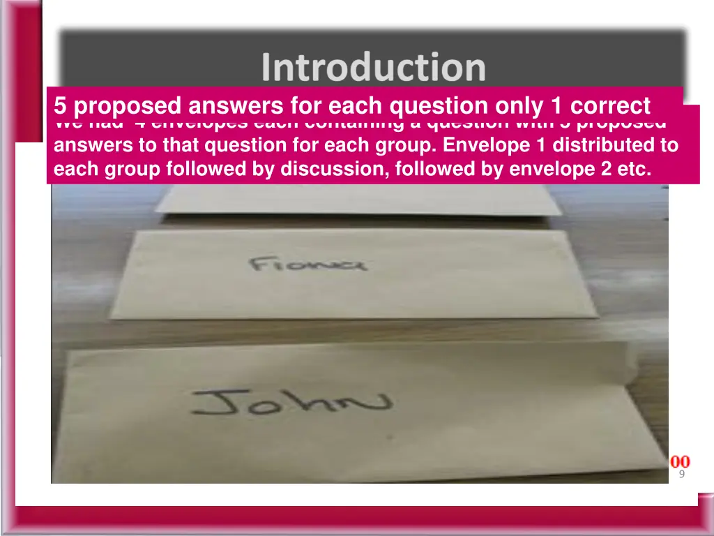 5 proposed answers for each question only