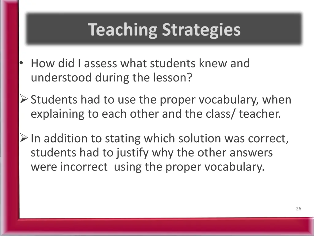 how did i assess what students knew