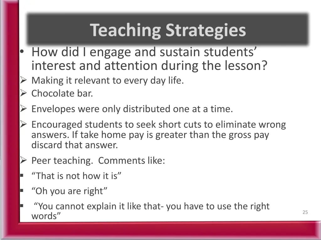 how did i engage and sustain students interest
