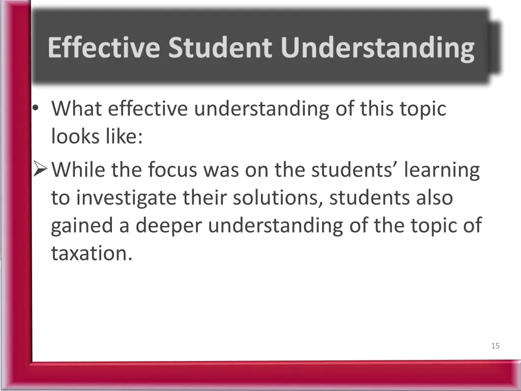 what effective understanding of this topic looks