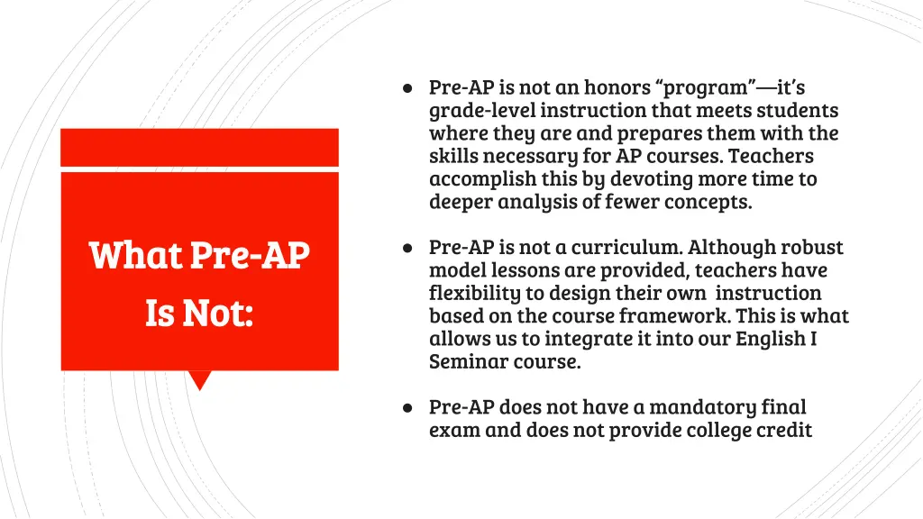 pre ap is not an honors program it s grade level