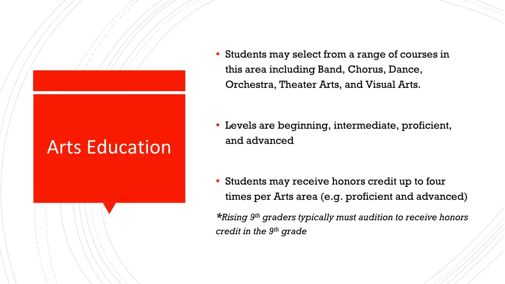 students may select from a range of courses