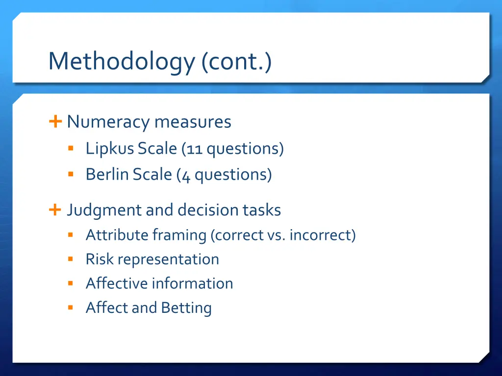 methodology cont