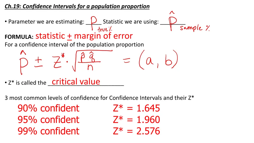 ch 19 confidence intervals for a population