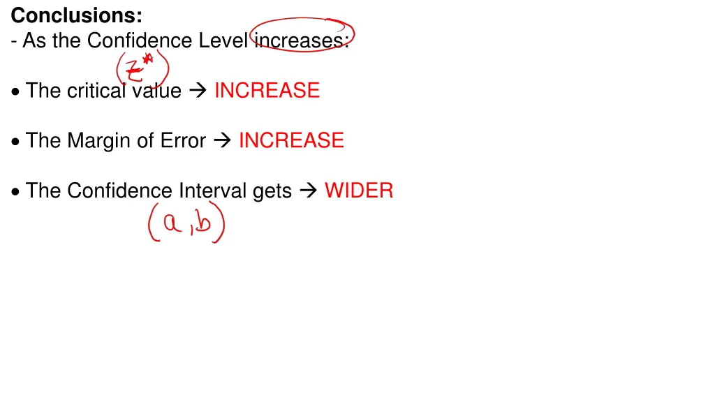 conclusions as the confidence level increases