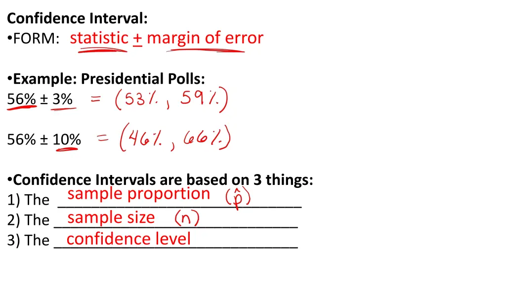 confidence interval form example presidential