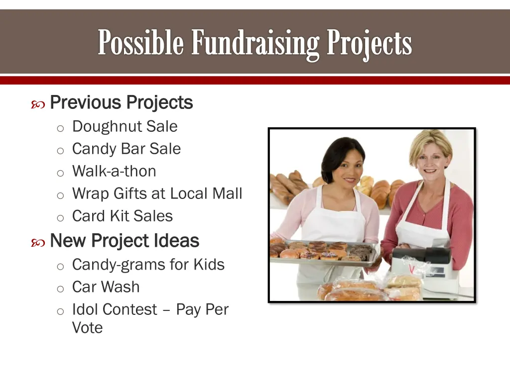 possible fundraising projects
