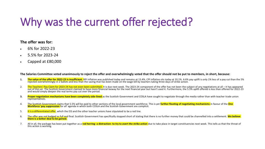 why was the current offer rejected
