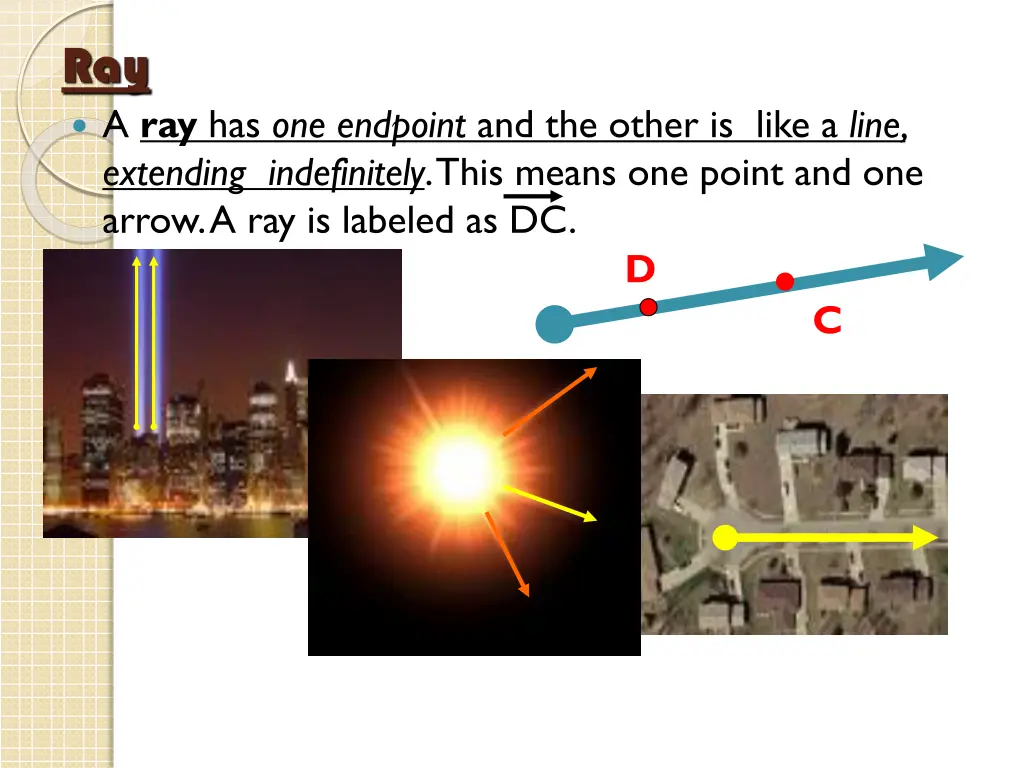 ray a ray has one endpoint and the other is like