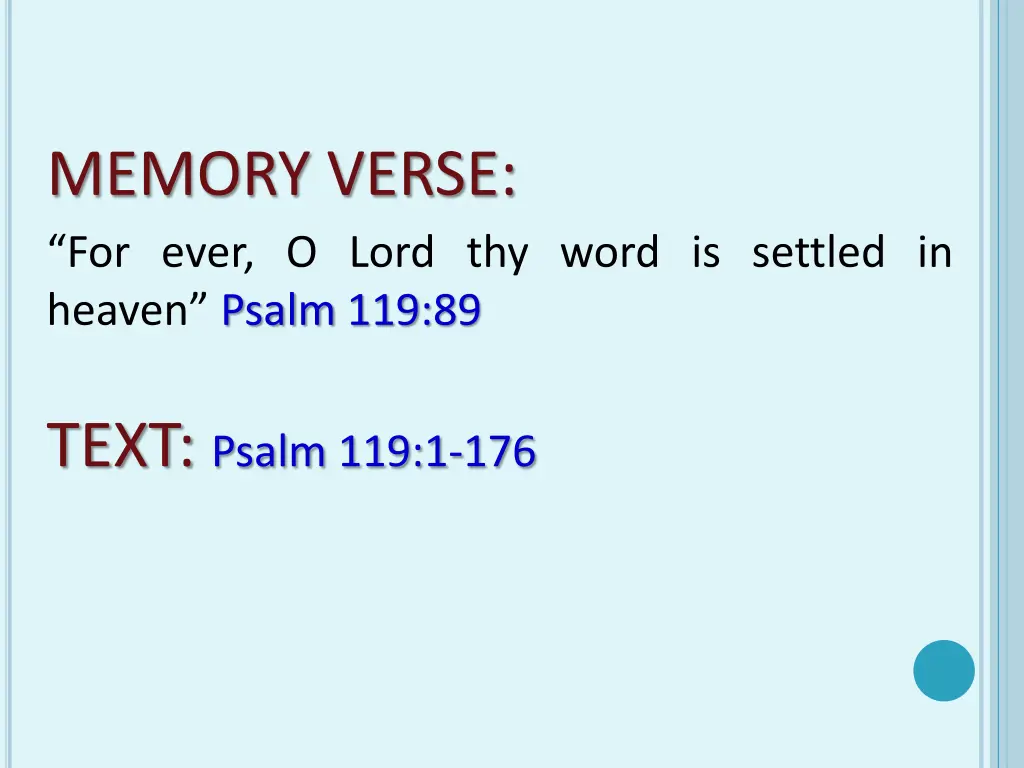 memory verse for ever o lord thy word is settled