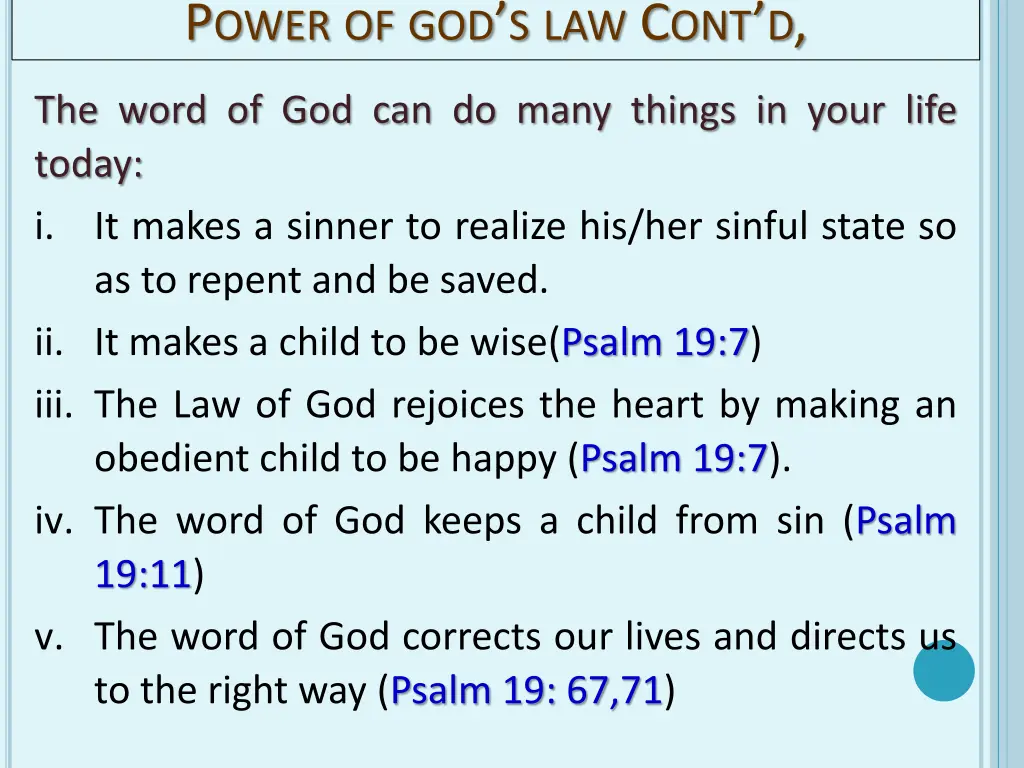 p ower of god s law c ont d