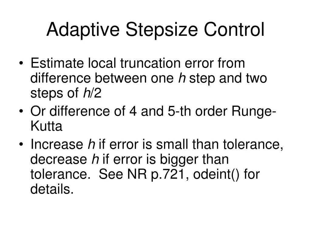 adaptive stepsize control