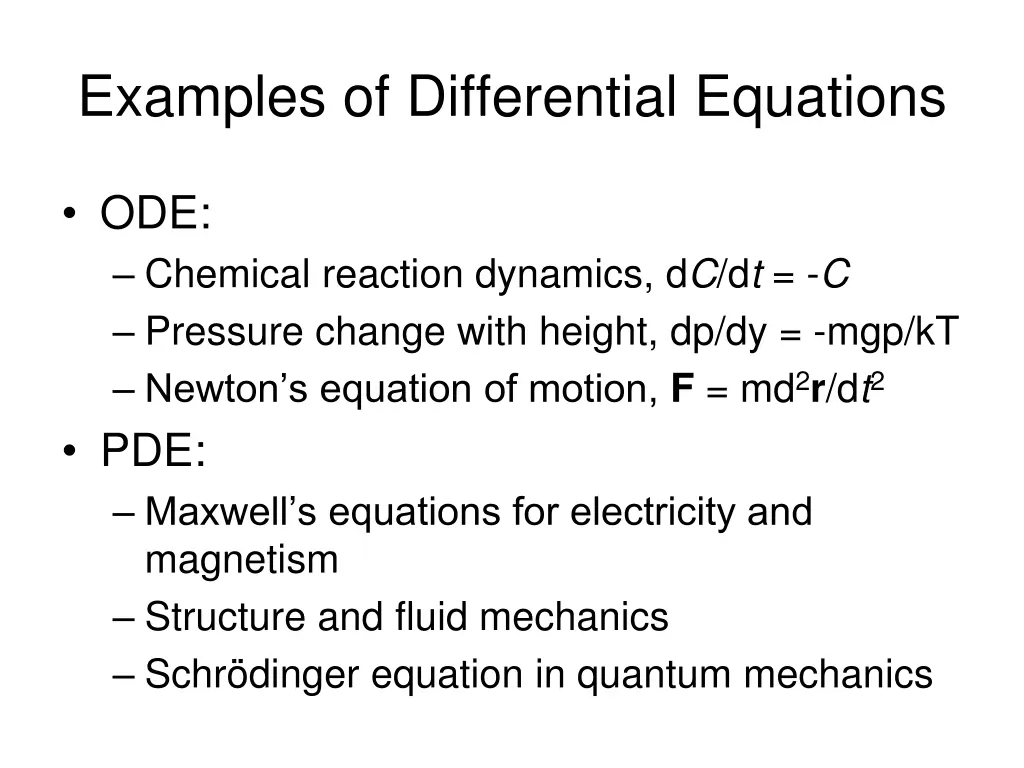 examples of differential equations